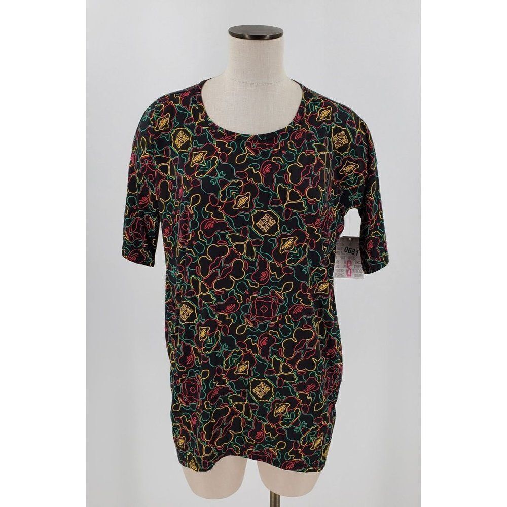 LuLaRoe Irma Tunic Top Black Bright Colors Fun Size Small New With Tag - Picture 1 of 9